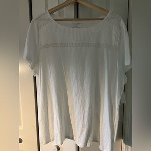 Talbots White Short Sleeve Detailed Top